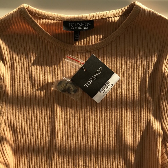 Topshop | crop ribbed long sleeve top - Picture 5 of 6